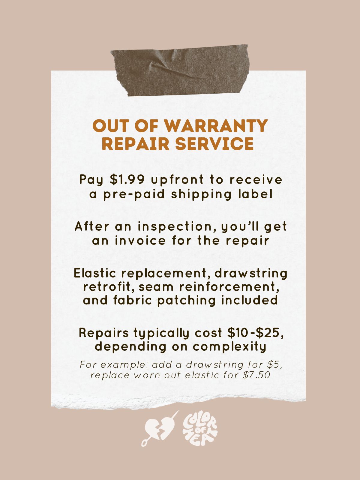 Mending & Repair Service (Out of Warranty)