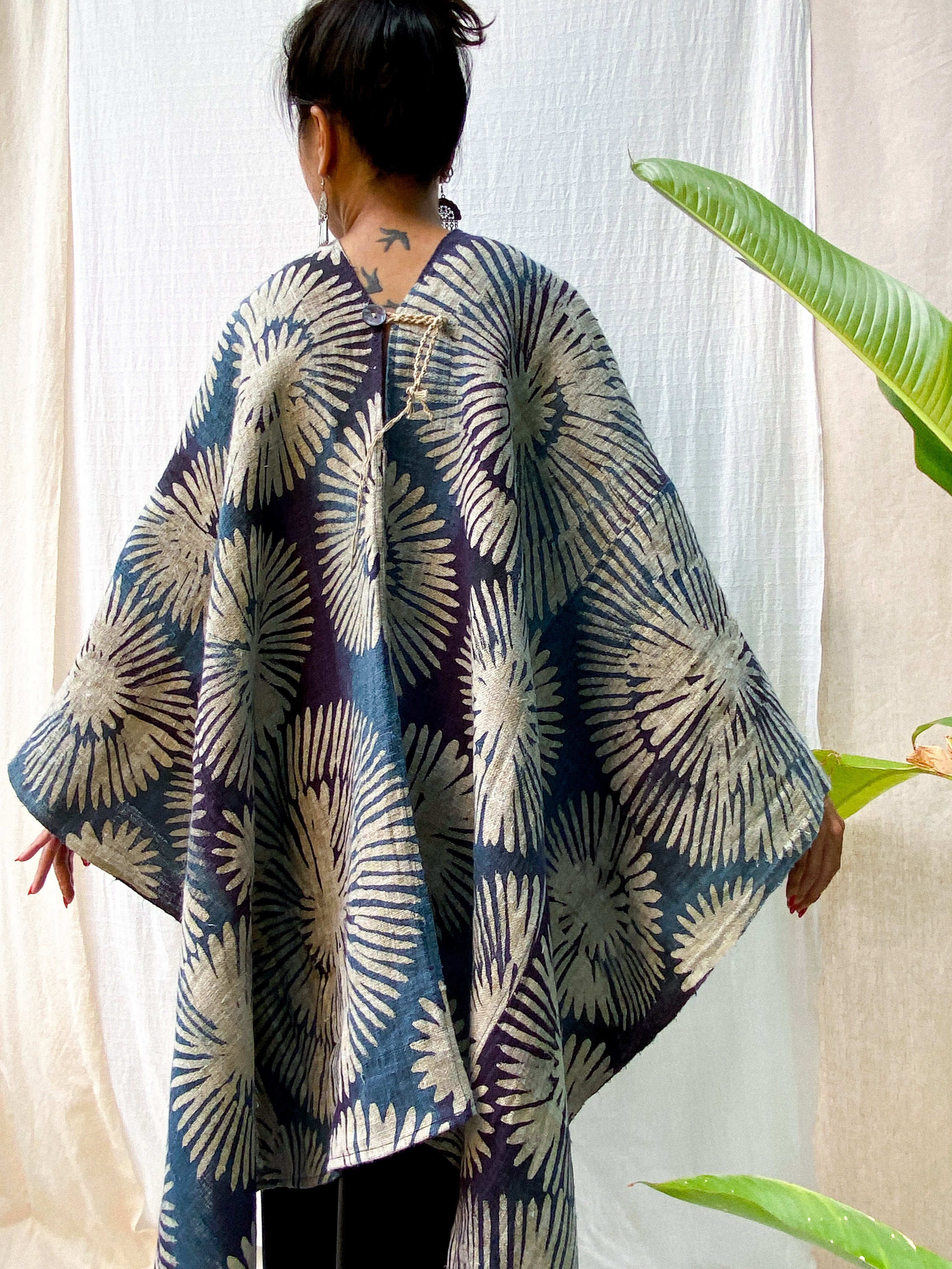 Wearable Throw - Handwoven Batik Hemp