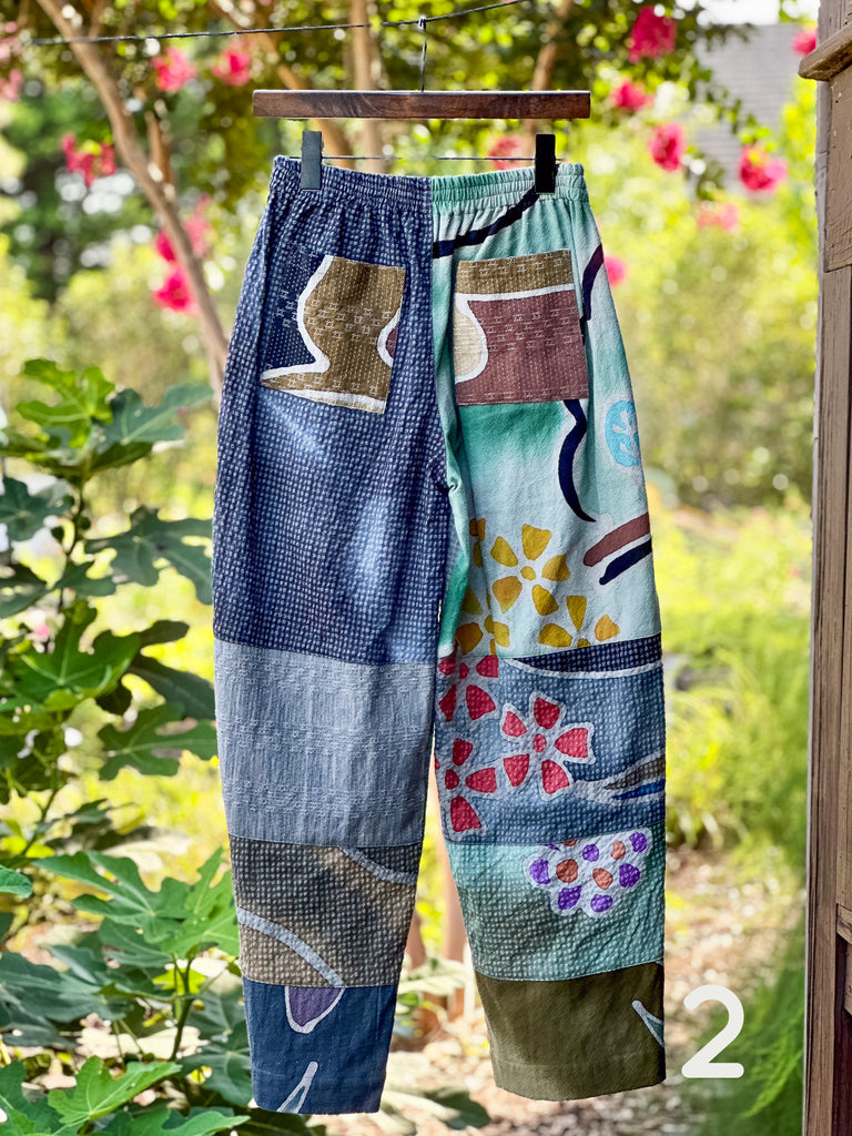 Wholesale Solid Color Cotton Pants with Batik Patches
