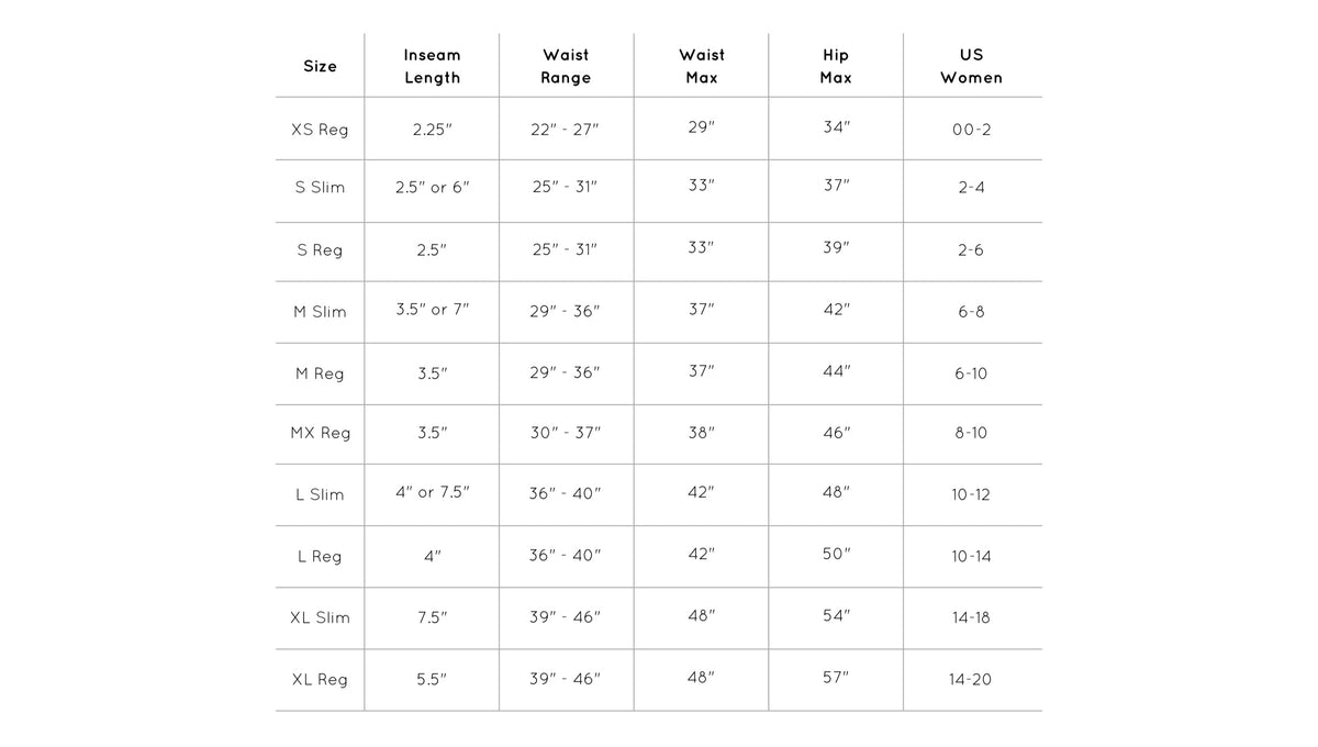 Color of Heat | Shorts Table Size